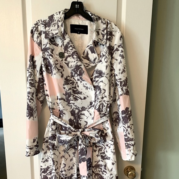 Pink Tartan Pink Floral Trenchcoat, size Medium - Picture 1 of 8